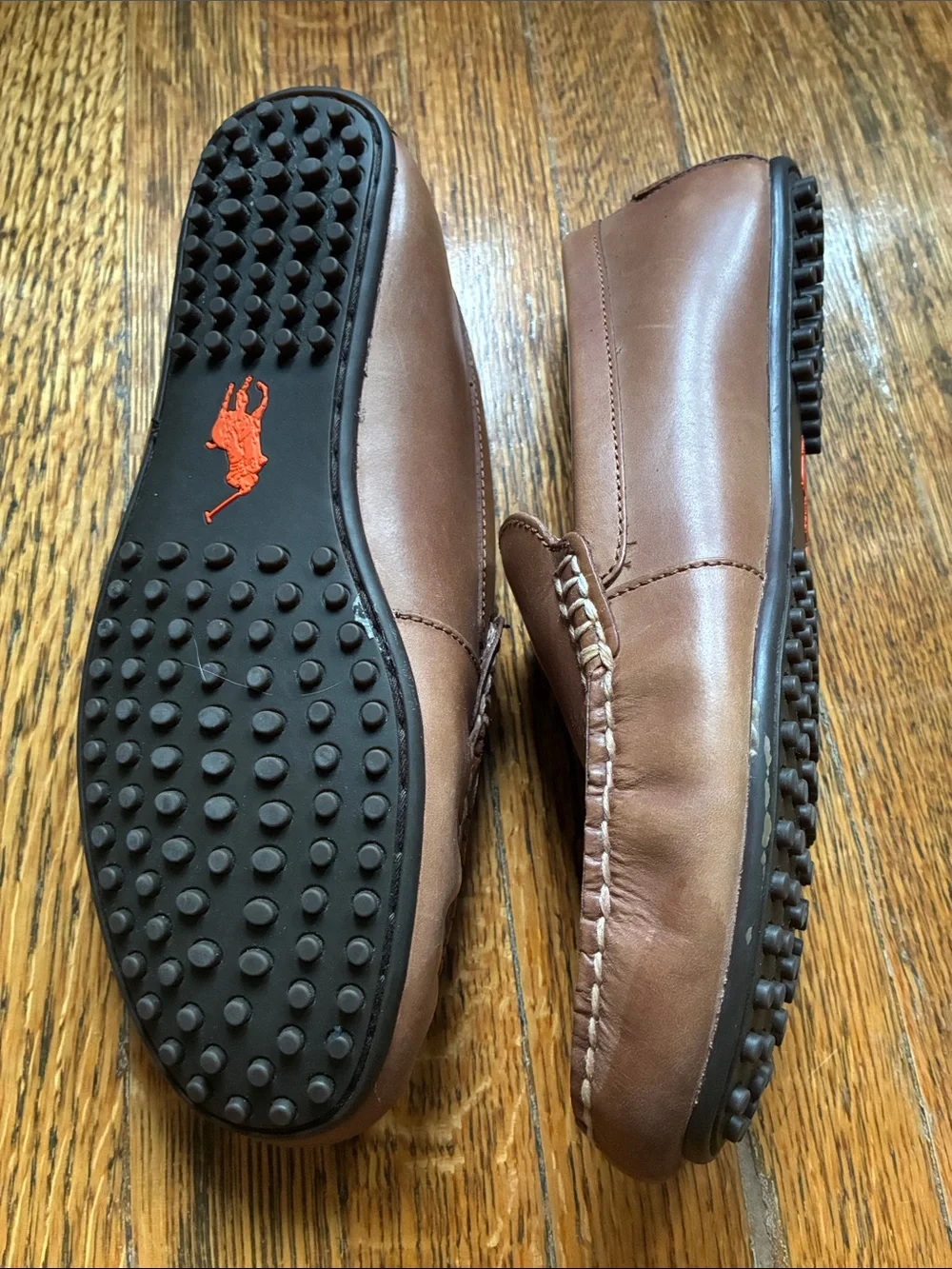 Polo by Ralph Lauren Woodley Men's Tan/Brown Leather Slip-On Loafers 7.5